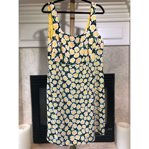 Diane Von Furstenburg Women’s Yellow Floral Sleeveless Tank SunDress Size 17 - Picture 2 of 6